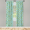 thumbnail image 2 of Ambesonne Citrus 4-Panel Curtains, Forget Me Not Flowers Lemons, 56"x63", Earth Yellow Reseda Green, 2 of 4