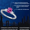 thumbnail image 2 of Gem Stone King 14K White Gold Pink Created Sapphire and White Zirconia Engagement Ring for Women | 1.12 Cttw | Oval 7X5MM | Gemstone September Birthstone | Size 5, 2 of 6