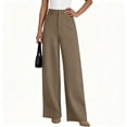 thumbnail image 2 of Women's Soft Nylon Spandex Wide Leg Pants, High Waist Drawstring Elastic Waist Tummy Control, Loose Fit with Pockets, Summer Beach Vacation Daily Travel Work | TruHer,Brown L, 2 of 6