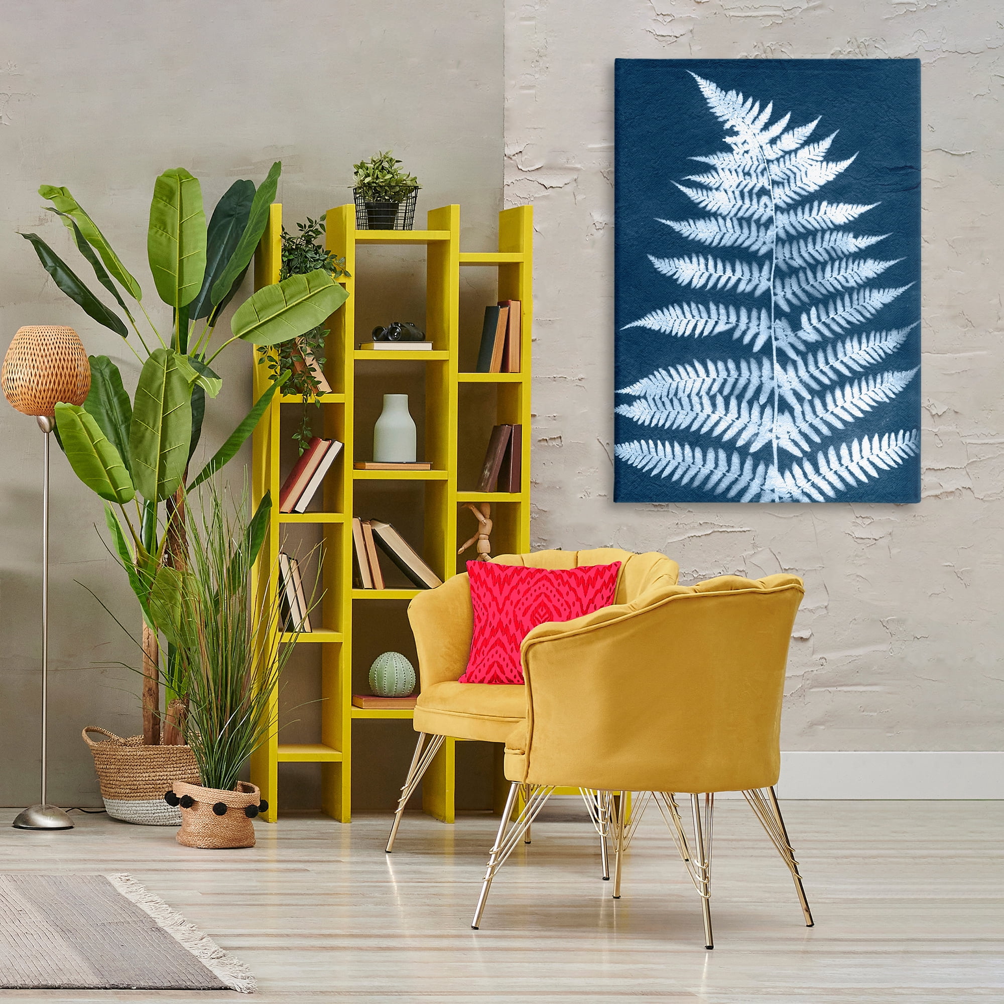 Stupell Industries Forest Fern in Blue Botanical & Floral Painting Gallery Wrapped Canvas Art Print Wall Art, 30 x 45
