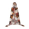 thumbnail image 7 of Honeii Autumn White Pumpkin Print Poncho Cape, Cloak Coat, Snuggly Hooded Wearable Blanket, Hooded Cape For Teenagers,Halloween Costumes-Large, 7 of 7