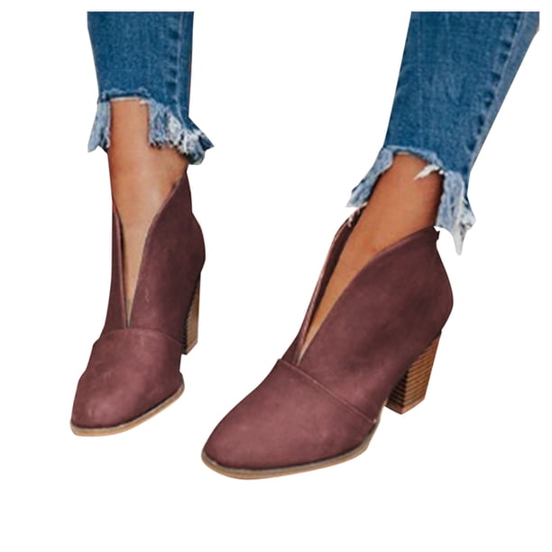 NECHOLOGY Botas Mujer Adulto Femenino Zapatos Botines para mujer Botines de fahsion Boots de plumas Las mujeres apiladas Heel tobillo Boots Boots de las mujeres Botas de mujer (Red, 10)