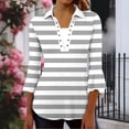 thumbnail image 5 of Jsaierl 3/4 Flounce Sleeve Womens Tops Casual Crew Neck Shirts Trendy Striped Petite Blouses Flowy Holiday Tunic Top S-2XL, 5 of 8
