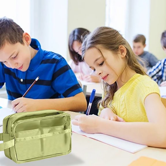 Multi-Layer Clear Pencil Case High Capacity Transparent Pen Bag for Office