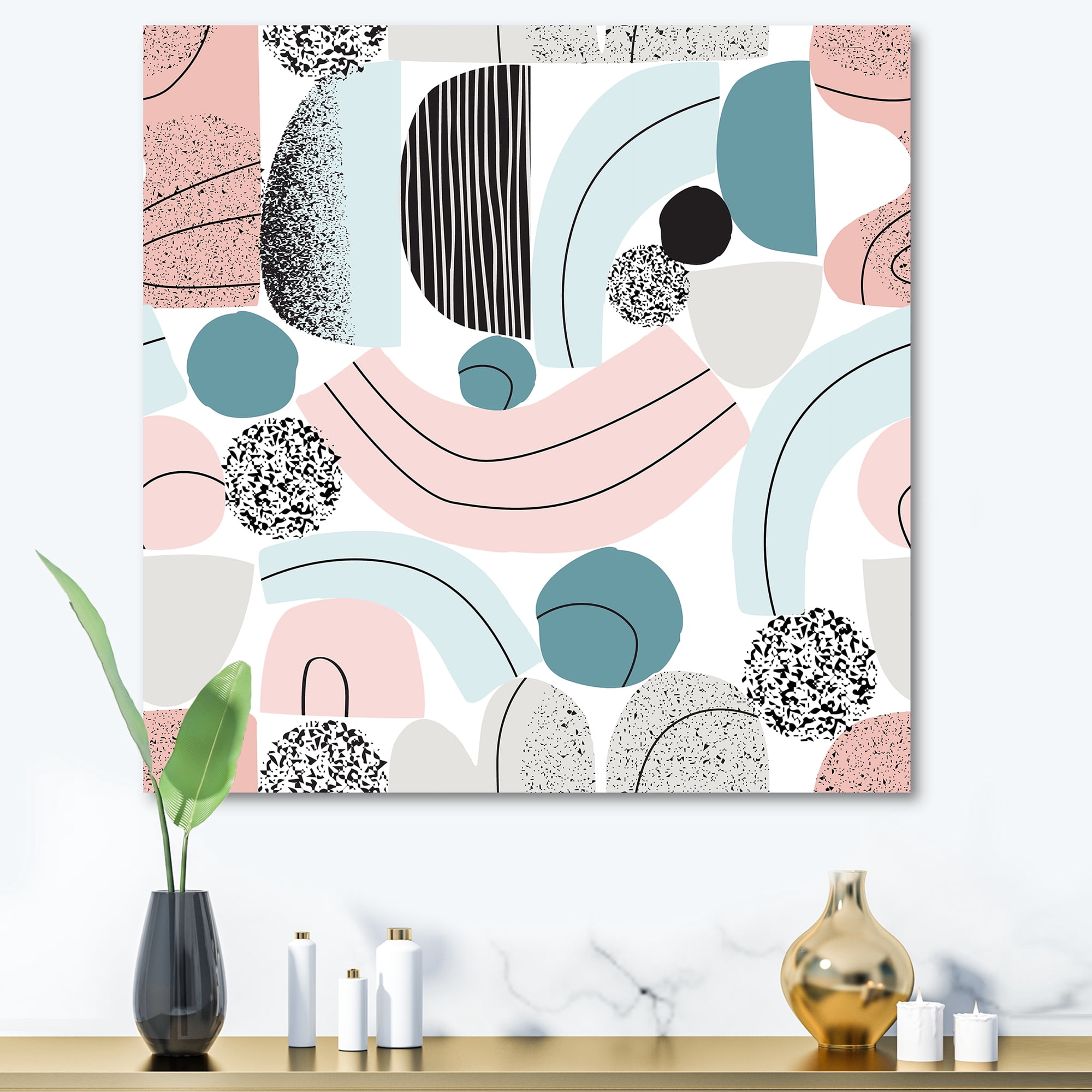 Designart ' Art Collage In Pastel Colors ' Modern Canvas Wall Art Print