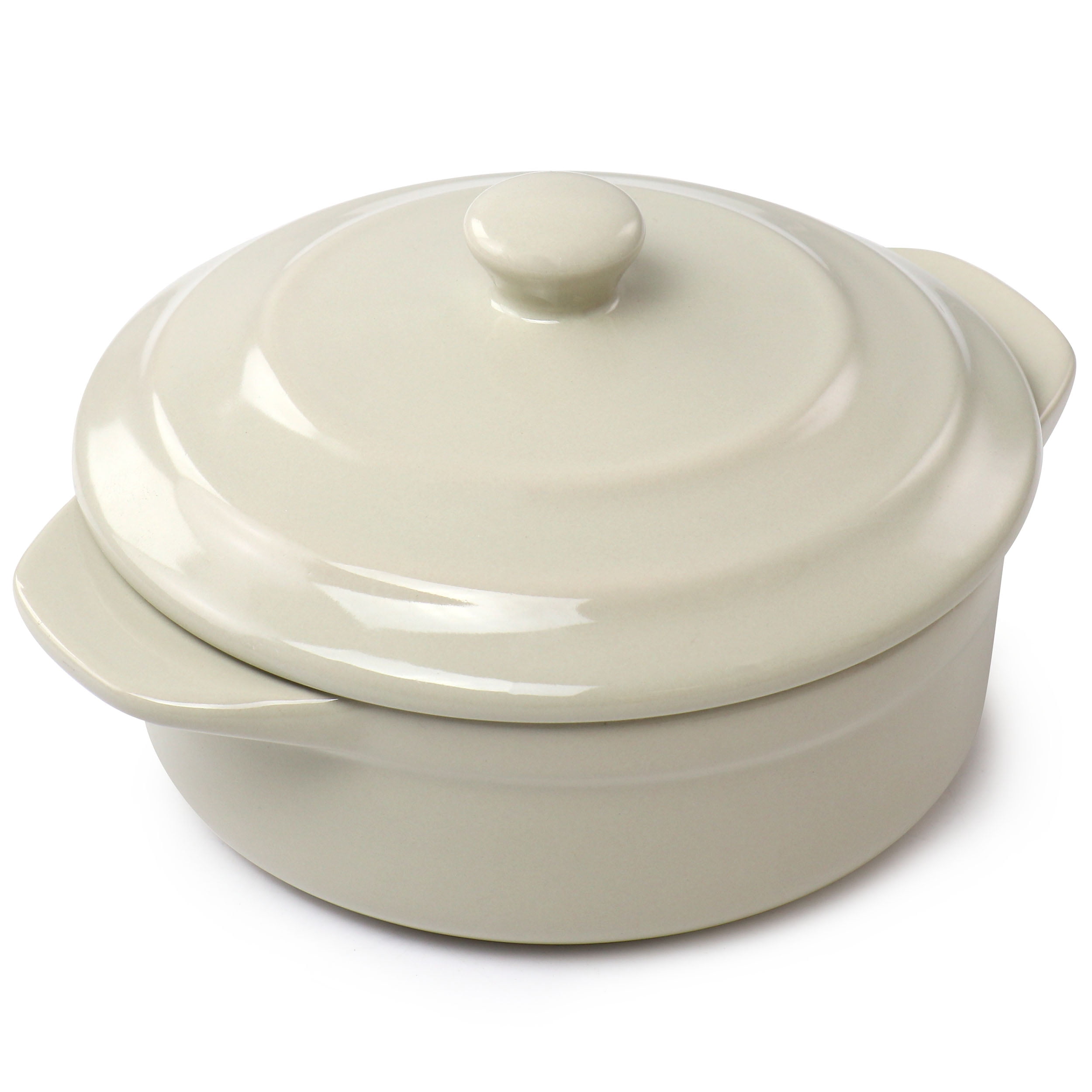 Martha Stewart Stoneware Round Mini Casserole with Lid in Beige