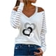 thumbnail image 2 of ICHUANYI Clearance Fashion Woman V-Neck Long Sleeve T-Shirt Printing Cold Shoulder Loose Blouse Tops(White, XL) ICHUANYI WER2023081401776, 2 of 4