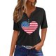thumbnail image 1 of Mujeres Manga Corta de Verano Tops Día de la Independencia Impreso Cuello en V Casual Top, Imitación de Algodón Camisa Marco para las Mujeres, Lavado de Manos Primavera Y Verano, 1 of 8