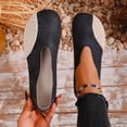 thumbnail image 2 of Rokment Womens Vintage Mary Jane Walking Shoes 2026 Spring Summer Suede Crochet Patchwork Wedge Low Heel Ballet Flat Casual Beach Slip on Loafers Black Size 6, 2 of 6