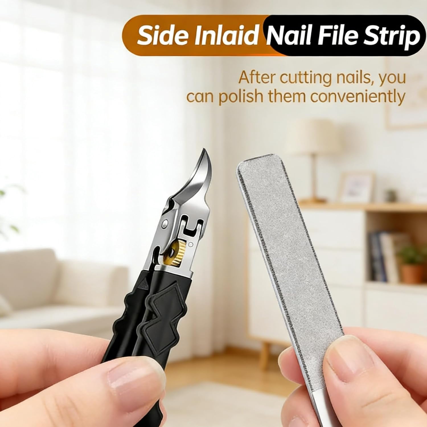 Black Anti-Slip Grip Gear Lock Nail Clipper Set | Professional Toenail Clippers for Men & Seniors with Precision-Cut Curved Tips & Groove Access Design