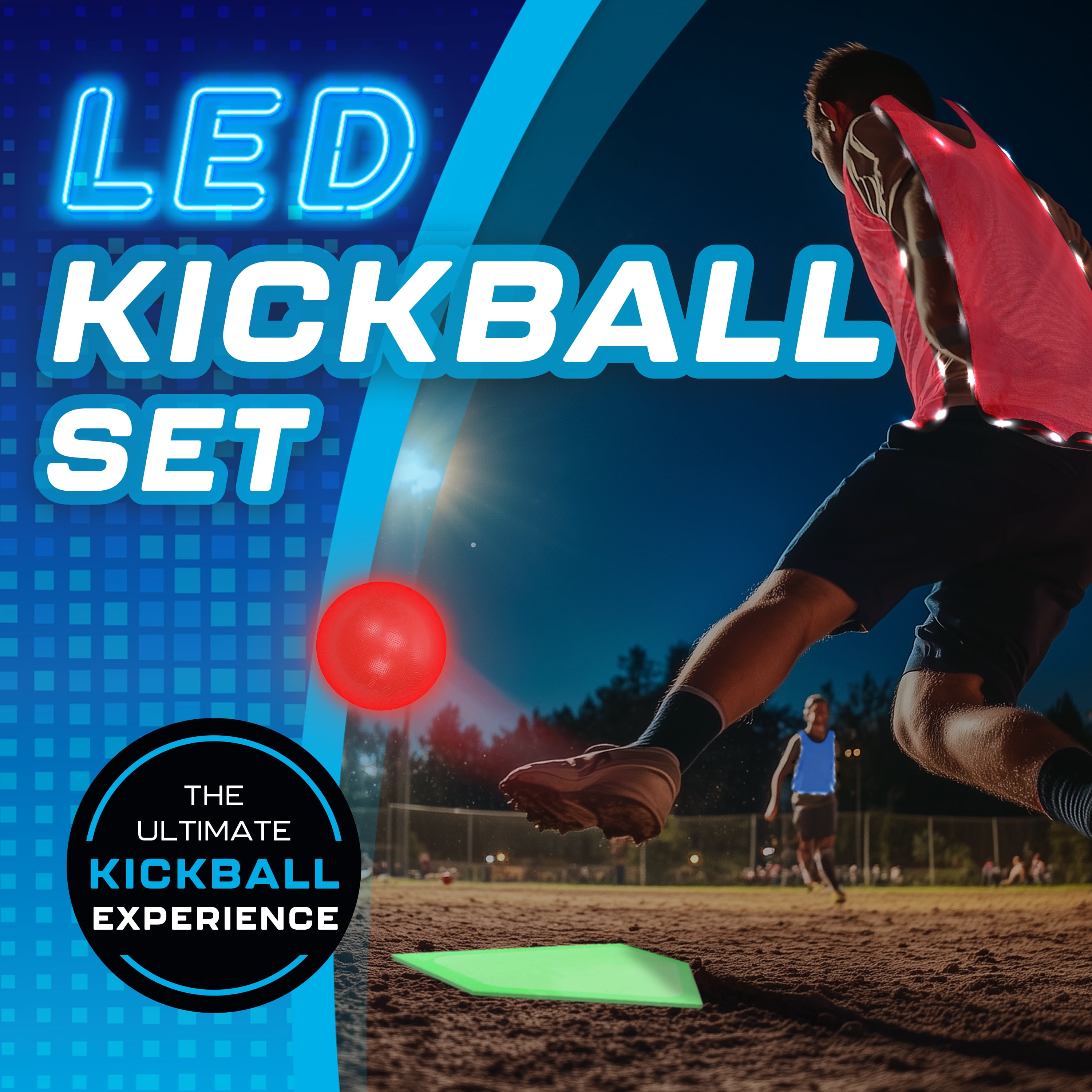LED Kickball Set, Light-Up Outdoor Sports Game, for All Ages, by MinnARK