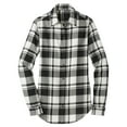 thumbnail image 5 of Yellow Rooster Flannel Shirts For Women Plaid Jackets Long Sleeve Button Down Snow White/ Black L, 5 of 5
