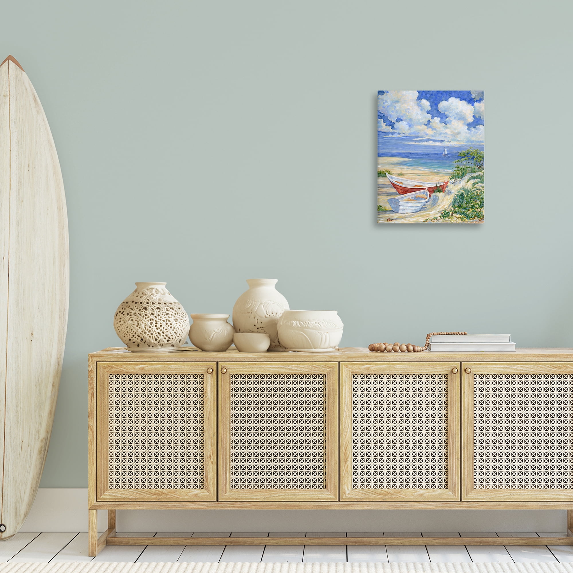 Stupell Industries Two Boats on Sand Transportation Painting Gallery Wrapped Canvas Art Print Wall Art, 16 x 20