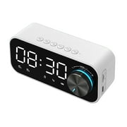 walmeck BT 5.0 Speaker LED Display Night Lamp 3 Adjustable Brightness Levels Double Alarms Controlling Knob TF Card Playing, Orange