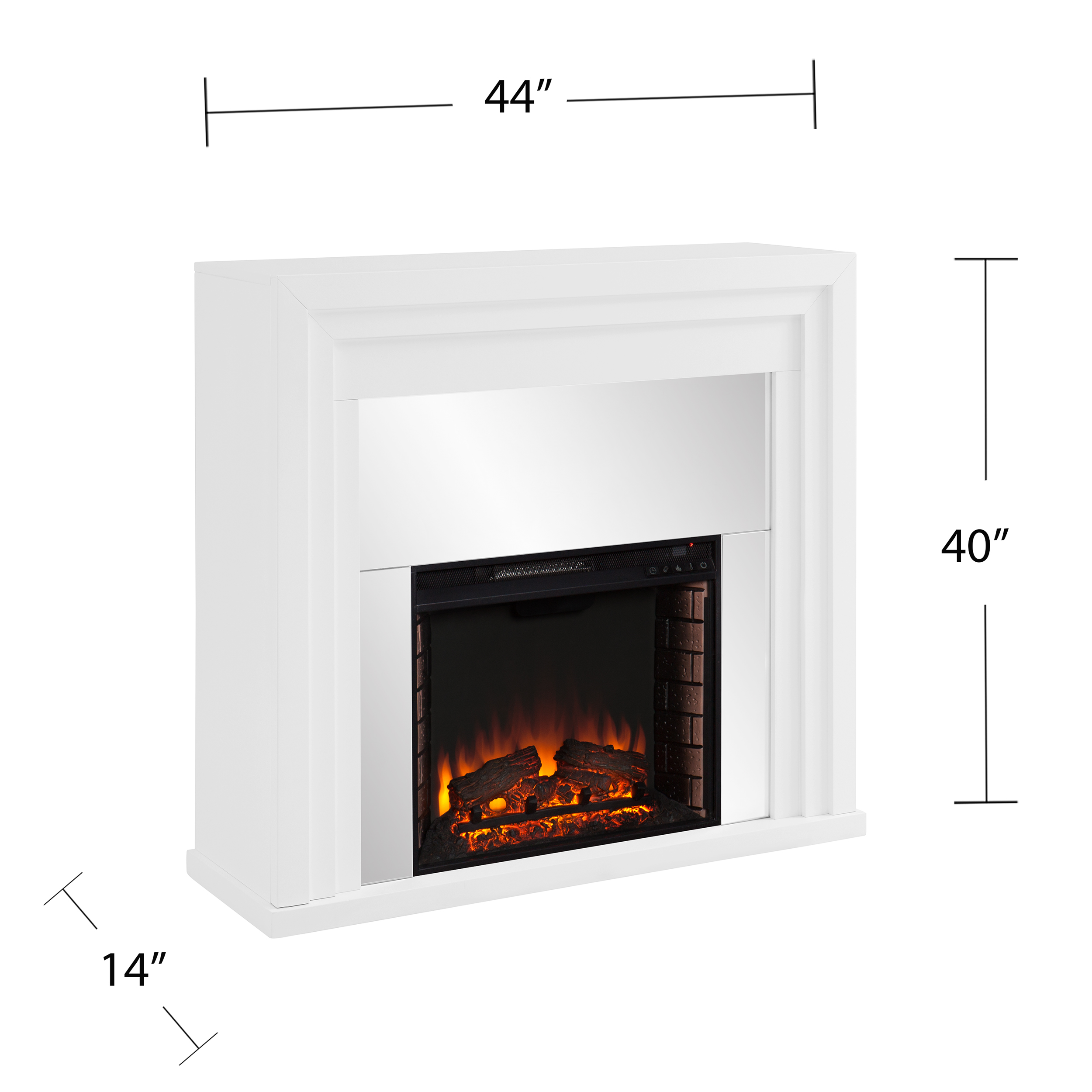 Sei Belranton Contemporary style Mirrored Electric Fireplace in White W/ mirror finish Sansujyuku sansujyuku.com