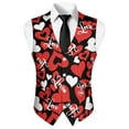 thumbnail image 5 of Yuyamidu Red Heart Men's Classic Slim Fit Dress Vest Formal Wedding Prom Tuxedo Suit Vest with Pocket Lightweight Valentine's Day Love Waistcoat Size M, 5 of 7