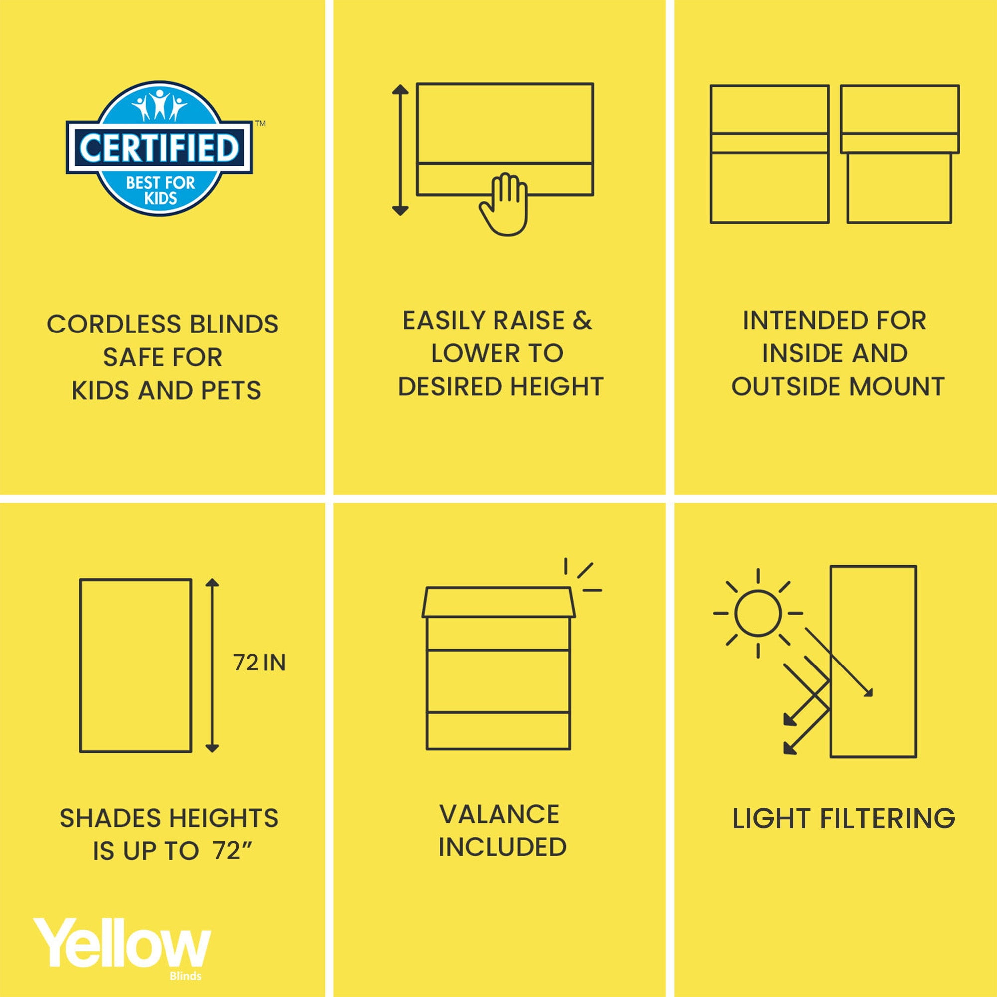 Yellow Blinds Cordless Light Filtering Roman Shade, Riverside Dark Elm - 48"W X 72"H