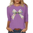 thumbnail image 2 of PEONAVET Haut pour Femmes à Manches 3/4704, Haut/chemise à Encolure Ronde à Manches 3/4 Imprimé de Pâques Printemps/été 2025 pour Femmes, 2 of 6