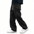 thumbnail image 3 of Piuwrlz Teen Boys Black Sweatpants Cotton Cargo Pants Relaxed Fit Jogger Pant Black Size 13 Years, 3 of 8