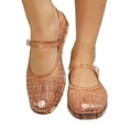thumbnail image 2 of YOUYEDIAN Jelly Sandals for Women Ballet Dressy Mesh Slip on Flat Shoes Summer Wide Closed Toe Mary Jane Mules Trendy Beach Sandals (Champagne), 2 of 5