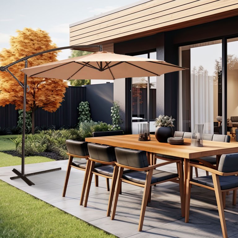four seasons courtyard patio umbrella 9 Foot Norwalk Market with Push Button Tilt, Steel Ribs and Aluminum Pole for Outdoor Space, Gray : Patio, Lawn & Garden With the convenience of a push Four Seasons Courtyard 98" Beige