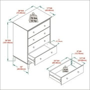 Bowery Hill Modern 40H Solid Wood Bedroom Dresser with 4-Drawers in Walnut