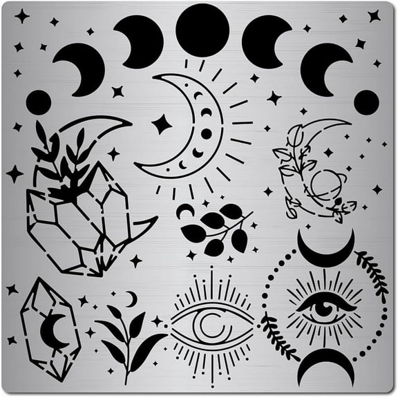 6.3 Inch Metal Moon Phase Stencil Stainless Steel Template Reusable Stencils Journal Tool for Painting on Wood Burning Pyrography Engraving Canvas Decor Home DIY Craft Scrapbooking
