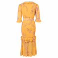 thumbnail image 2 of RDKTPXZ Women's Floral Chiffon Maxi Dress, Ruffle V-Neck, Belted, 2 of 9