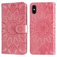 thumbnail image 3 of Cutyskin Case for iPhone XS, iPhone X,Wallet Case,PU Leather Flip,Kickstand,Double Magnetic Clasp,Embossed Mandala Flower Lanyard Protective PU Leather Cover For iPhone X/XS, Rosegold, 3 of 12