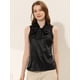 thumbnail image 2 of INSPIRE CHIC Blusa de satén para mujer, cuello de lazo sólido, elegante, informal, sin mangas, para trabajo de oficina Negro M, 2 of 5
