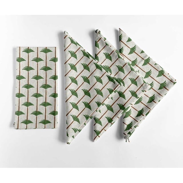 Vargottam Designer Cotton Canvas Napkins - Set of 12, 20-Inch, Tree Print, Green Durable & Absorbent Cloth Napkins for Dining, Parties, and Home Decor - Machine Washable