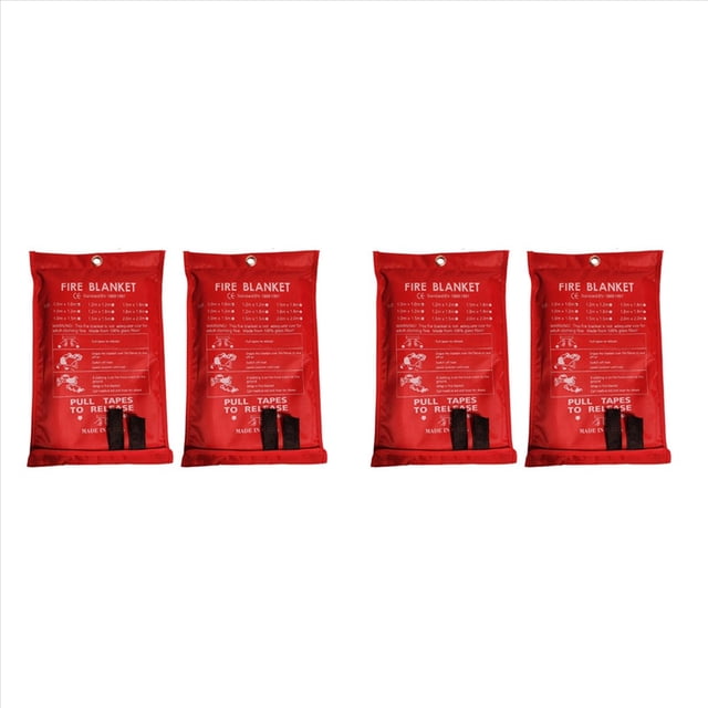 4 Mantas de Emergencia Incendios, Manta Incendios, Manta de Extinción de Incendios para Cocina, Parrilla, Chimenea (39,4 Pulgadas x 39,4 Pulgadas)