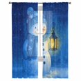 thumbnail image 2 of Blue Snowman Christmas Sheer Curtains 72 Inches Long, Xmas Snowflake Modern Art Light Filtering Window Curtains for Living Room/Bedroom, Rod Pocket Voile Sheer Curtain Drapes, 52"W x 72"L, 2 Panels, 2 of 9