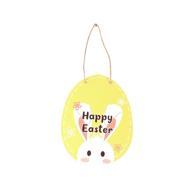 Advancent Happy Easter Cuerda Colgante Chips Decoración de dibujos animados Carta Puerta Autoensamblaje Etiqueta colgante Signo Inicio Kits de decoración para fiestas conejo amarillo