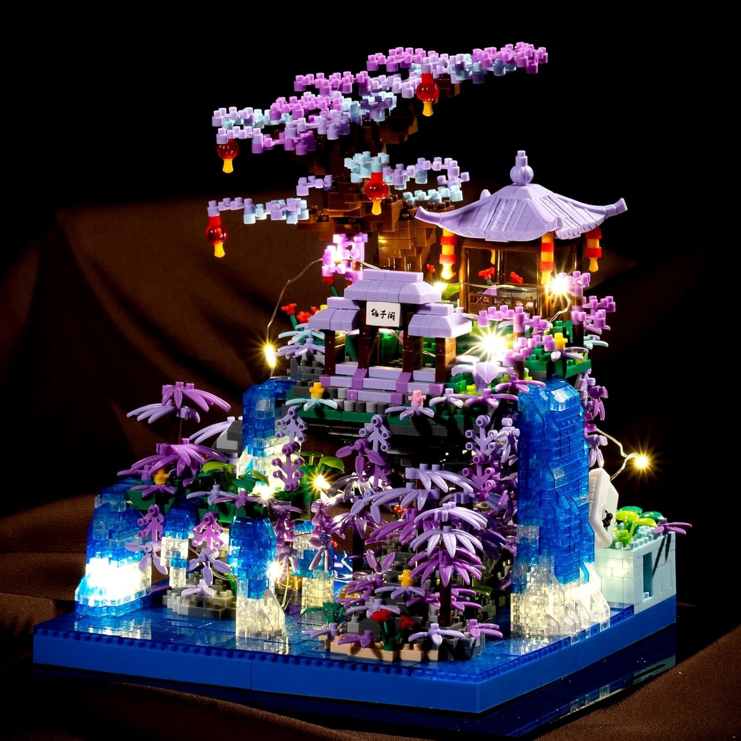 Cherry Blossom Tree Building Set with Gift Box – 3320 PCS Sakura Tree House Lights Building Kit, Original Music Symphony Model, Japanese Cherry Bonsai Tree Construction Toy
