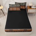thumbnail image 4 of Erosebridal Southwestern Geometric Pattern Zipper Twin Comforter Sets with Fitted Sheet and 2 Pillowcases,Aztec Stripe Print Zipper Bedding Set,Green Brown,Black Reversible, 4 of 6