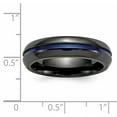 thumbnail image 2 of Grey Titanium Ring Band Blue Rounded Closed Back Comfort Grooved, 2 of 2