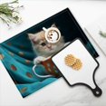 thumbnail image 4 of BaHomeck placemats Set of 4 rectangle Linen Cotton Placemats for Dining Table Washable Heat Resistant,18*12inch,Cute Orange Kitten Sitting In Polka Dot Coffee Cup, 4 of 4