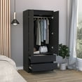 thumbnail image 4 of Newboti Furniture Austin 2 Drawers Armoire, Double Door, Hanging Rod -Black 0008, 4 of 7