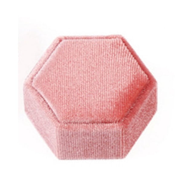 Estuche de caja de anillo hexagonal, organizador de anillos, caja de terciopelo, joyero de terciopelo para propuesta, aniversario, niñas, regalos de San Valentín EstiloC-Rosa Sunnimix Titular de anillos
