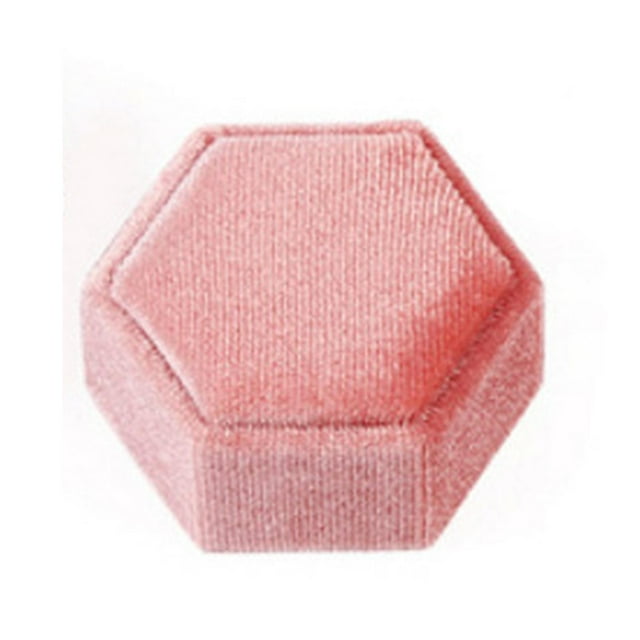 Estuche de caja de anillo hexagonal, organizador de anillos, caja de terciopelo, joyero de terciopelo para propuesta, aniversario, niñas, regalos de San Valentín EstiloC-Rosa Sunnimix Titular de anillos