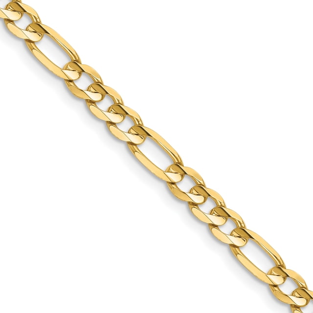 14k Yellow Gold 24 Inch 4.5mm Concave Figaro Chain Necklace Pendant Charm