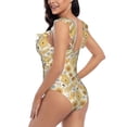 thumbnail image 5 of Yiaed Honey Honeycomb Print Women's Ruffled One Piece Swimsuit V Neck Swimwear Slimming Monokini for Woman-X-Large, 5 of 8