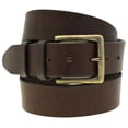 thumbnail image 1 of 1 1/2 Dark Brown Bridle Leather Belt Antique Brass Buckle Made In USA, 1 of 4