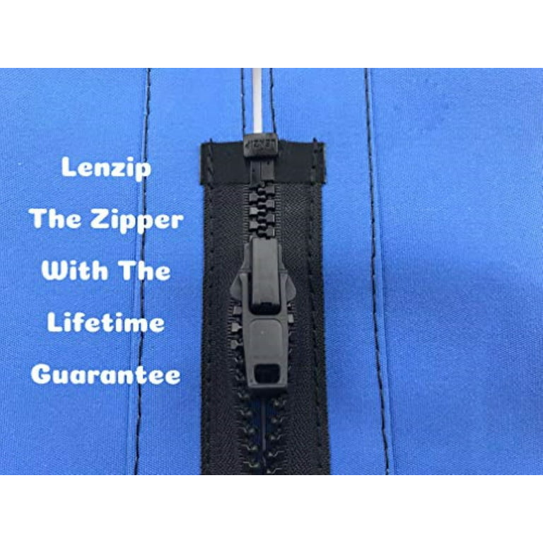Ez-xtend Lenzip #10 Separating Zipper for Canvas - Heavy Duty Cut to Length w/Double Plastic Locking Zipper Pull - Includes Stainless Steel Zipper