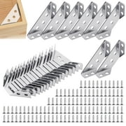 LUIISIS 24 pcs Corner Bracket, Universal Stainless Steel Furniture Corner Connector with 168pcs Nails, Furniture Corner Connectors, Metal Angle Brackets for Wood Furniture