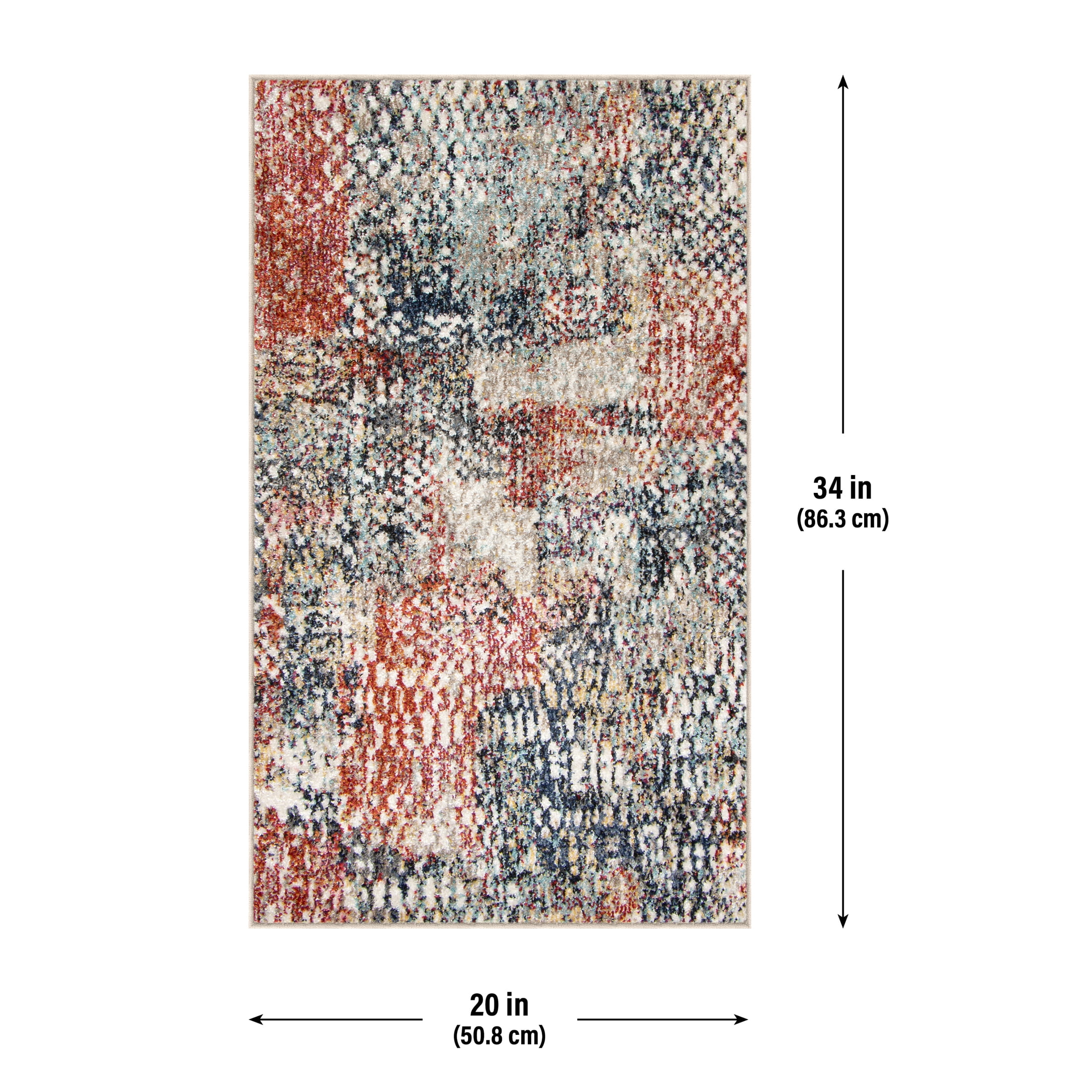 Mainstays Modern Morgana Multi-Color 20 in x 34 in Olefin Area Rug with Frieze Accents