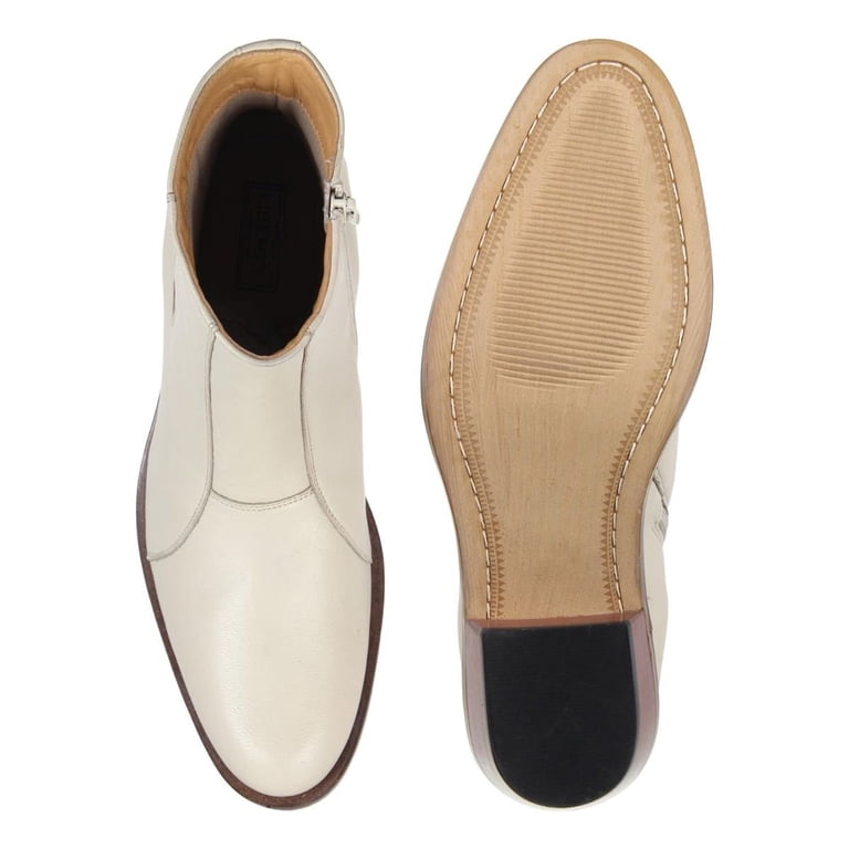 LIBERTYZENO Mens Genuine Leather Ankle Boots Side Zipper Mens Dress Boots,  Cream - Walmart.com