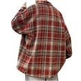 thumbnail image 7 of YOIAVAIOY Men's Shirt Jackets Plaid Shacket Jacket Fall Causal Outerwear Stylish Checkered Jackets Red XXXXXL, 7 of 7
