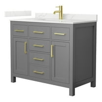 Beckett 42" Dark Gray Single Vanity & Giotto Quartz Top (1-Hole) & Gold Trim